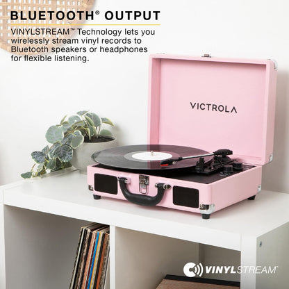 Journey II (2025 Model) – Bluetooth Suitcase Record Player – Built-In Stereo Speakers with Enhanced Bass, 3-Speed Turntable, Bluetooth Input and Output, RCA & Headphone Outputs (Turquoise)