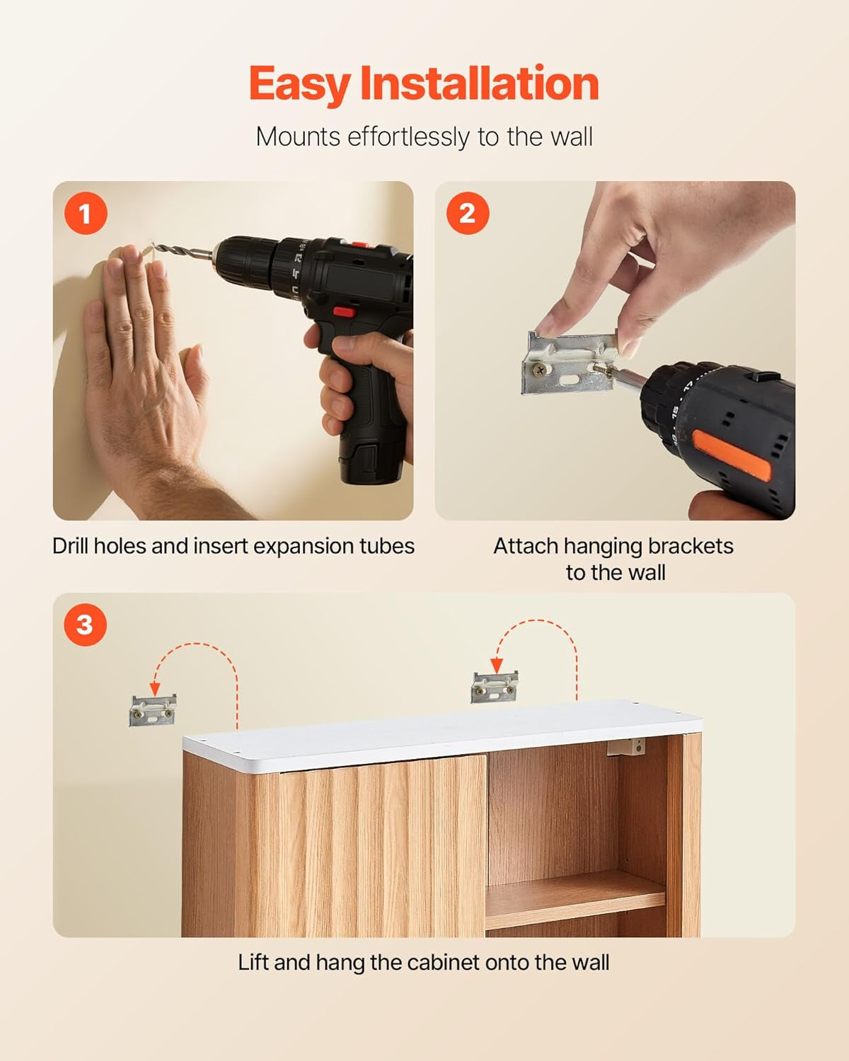 Bathroom Wall Cabinet, with Door and Adjustable Shelf, over the Toilet Storage Medicine Cabinet Wall Mounted, Hanging Organizer with Shelves and Open Partition for Laundry Room Kitchen Restroom