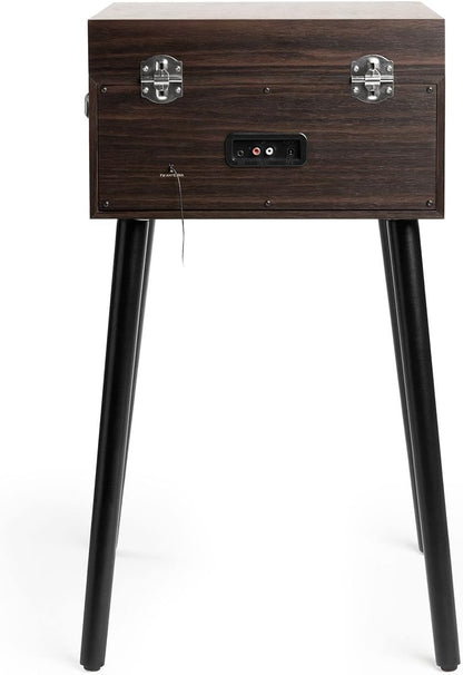 Liberty – Bluetooth Record Player – 5-In-1 Turntable with Vinyl Stream, FM Radio, USB Playback, Built-In Speakers, Use as Stand or Tabletop Player (Espresso)