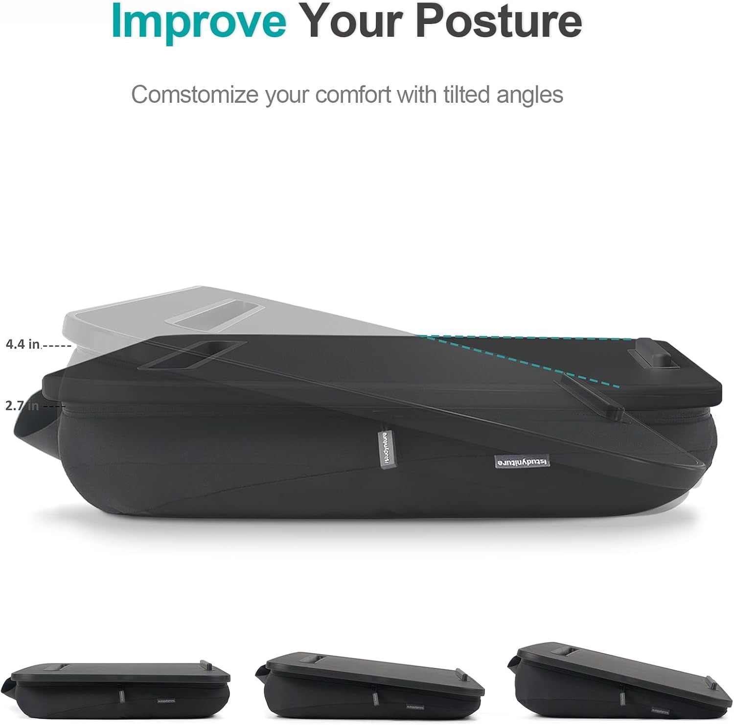Lap Desk, Portable Laptop Stand with Washable Cushion, Fits up to 17 Inch Laptop, with Device Ledge and Phone Holder, Use on Bed,Couch, Sofa, Floor, Home Office–  (Large, Black)