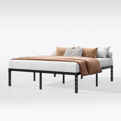 14 Inch Queen Bed Frame - Sturdy Metal Platform Queen Size, No Box Spring Needed, Heavy Duty, Easy Assembly, Strong Bearing Capacity, under Bed Storage, Black