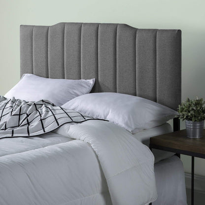 Satish Upholstered Headboard, Channel Stitched Upholstery, Easy Assembly, Full, Grey