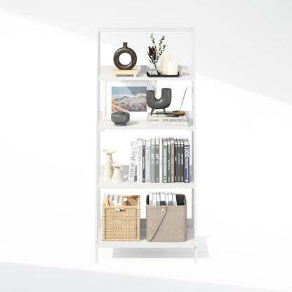 Ladder Display Shelf, 5-Tier Ladder Shelf, Ladder Bookshelf, Display Storage Shelves, 13 X 23.6 X 53.5, for Living Room, Home Office, White