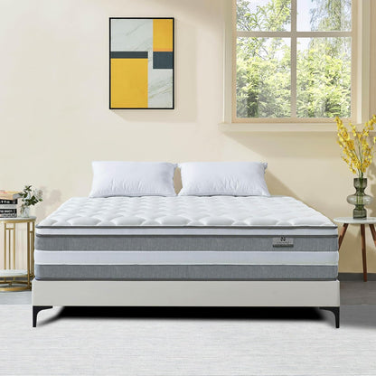 Full Size Mattress, 12 Inch Hybrid Mattress in a Box with Memory Foam and Individually Pocketed Spring, Motion Isolation, Pressure Relief, Medium, Certipur-Us Certified