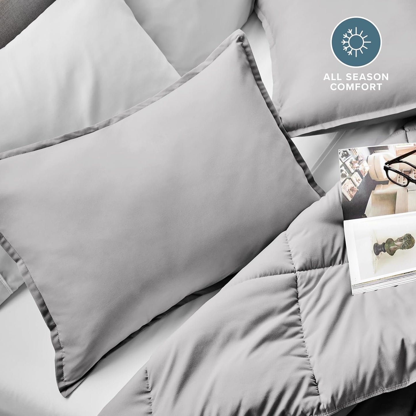 King Pillow Sham Covers - Set of 2 - Premium 1800 Ultra-Soft Microfiber - Double Brushed - Stain & Fade Resistant - Bed Pillow Shams - Pillows Not Included (Set of 2, Light Grey)