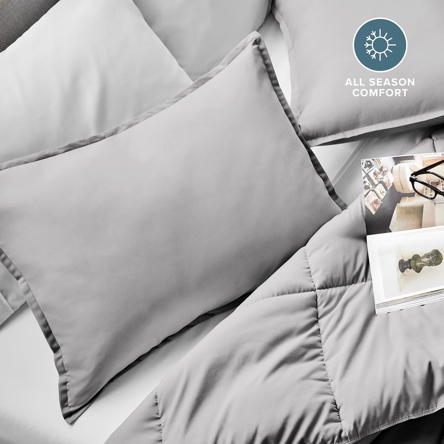 King Pillow Sham Covers - Set of 2 - Premium 1800 Ultra-Soft Microfiber - Double Brushed - Stain & Fade Resistant - Bed Pillow Shams - Pillows Not Included (Set of 2, Light Grey)