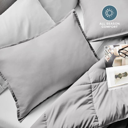King Pillow Sham Covers - Set of 2 - Premium 1800 Ultra-Soft Microfiber - Double Brushed - Stain & Fade Resistant - Bed Pillow Shams - Pillows Not Included (Set of 2, Light Grey)