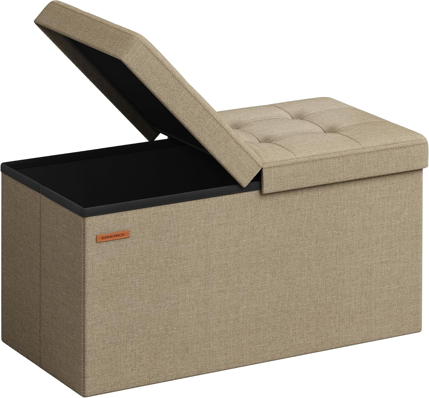 Mazie Collection - 43 Inches Storage Ottoman, Foldable Storage Bench with Flipping Lid, 660 Lb Load Capacity, for Entryway, Living Room, Bedroom, Midnight Blue ULSF076Q02