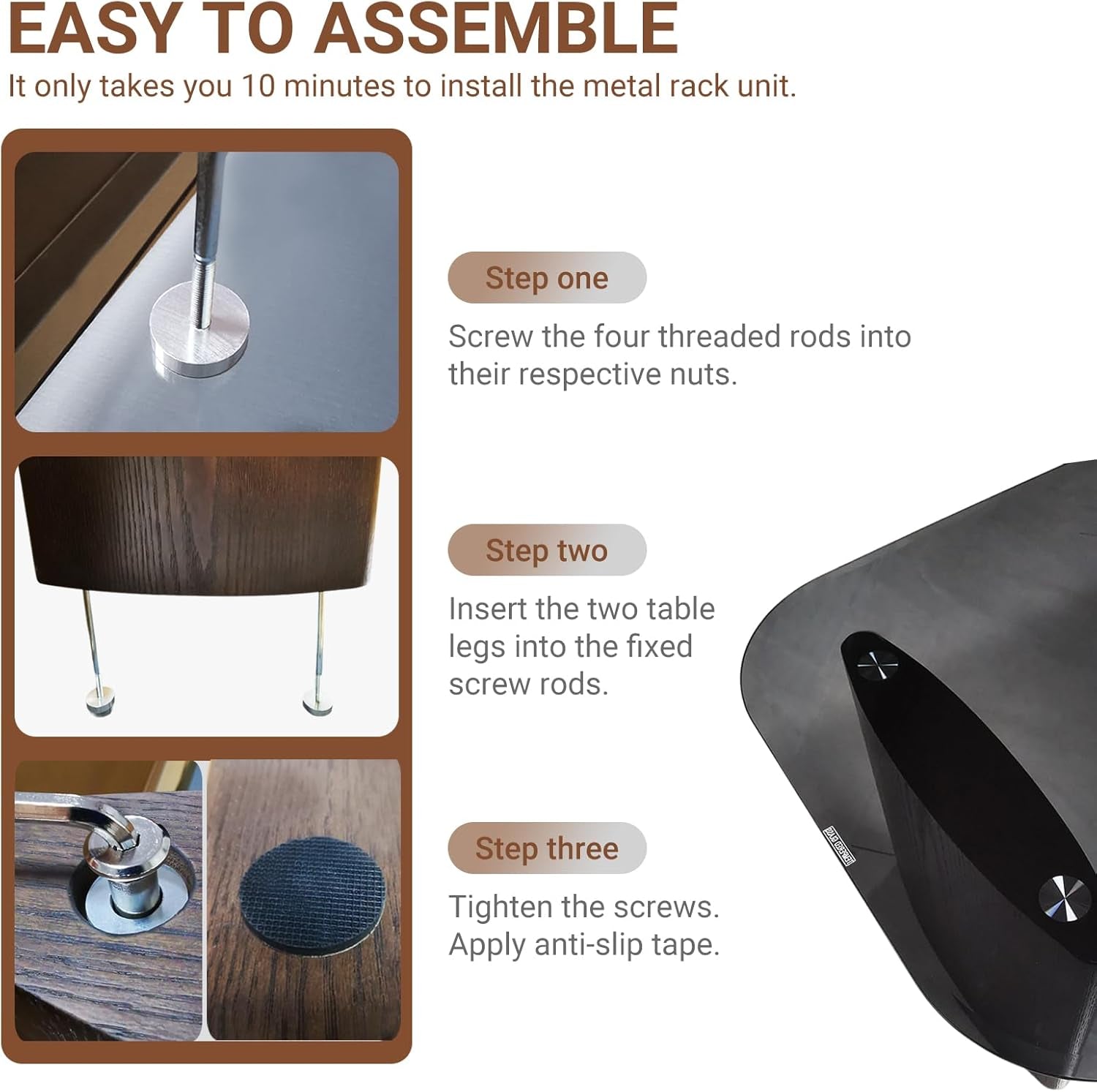 Modern Glass Coffee Table, Coffee Table for Living Room,Tempered Glass-Top with Sturdy Wooden Base, Modern Coffee Tables for Small Space, Apartment, Office, Minimalist Design (Walnut)