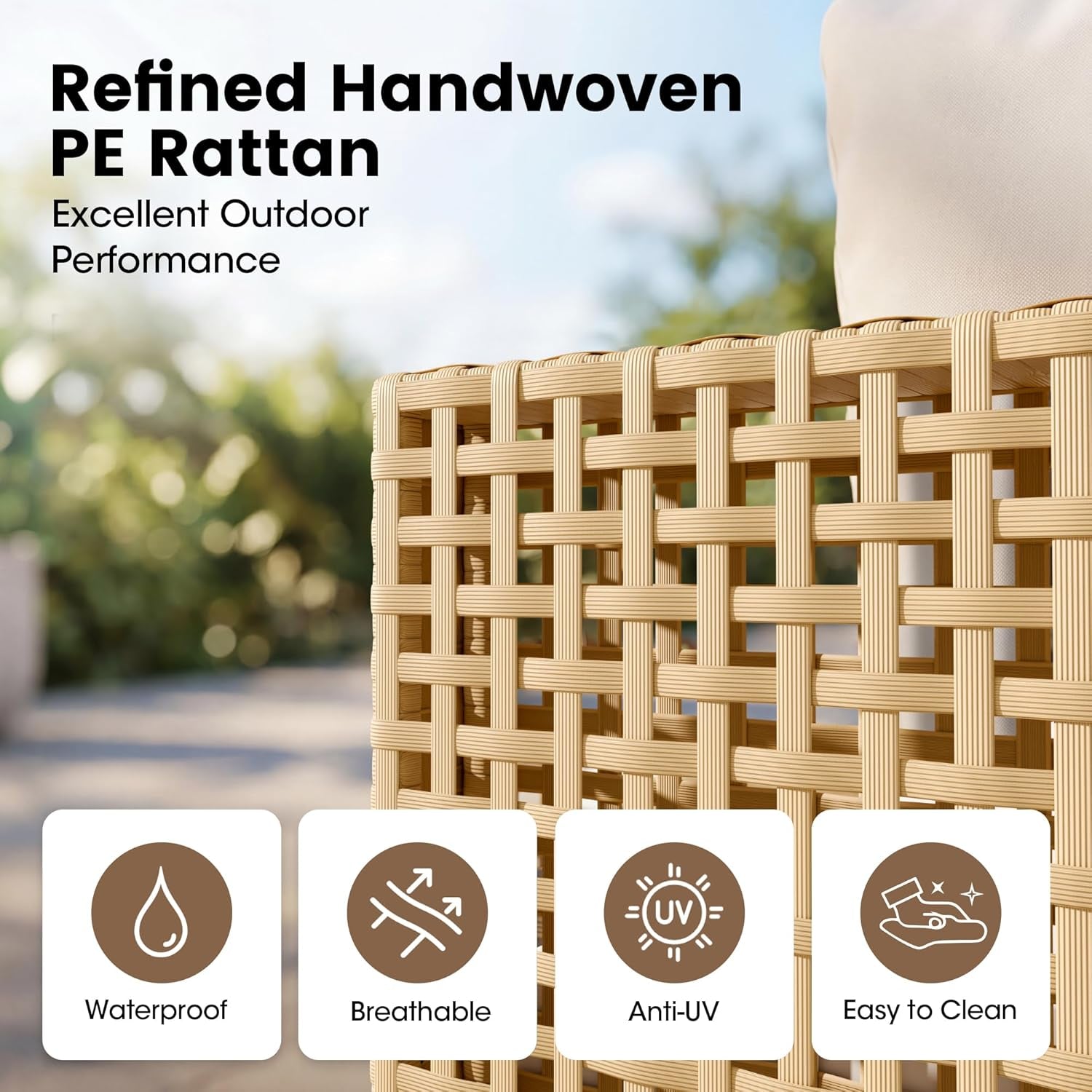 Patio Furniture Set,7 Pieces Outdoor Wicker Sectional Couch with Thick Cushions &Glass Tabletop, PE Rattan Backyard Conversation Sofa with Coffee Table for Deck, Porch
