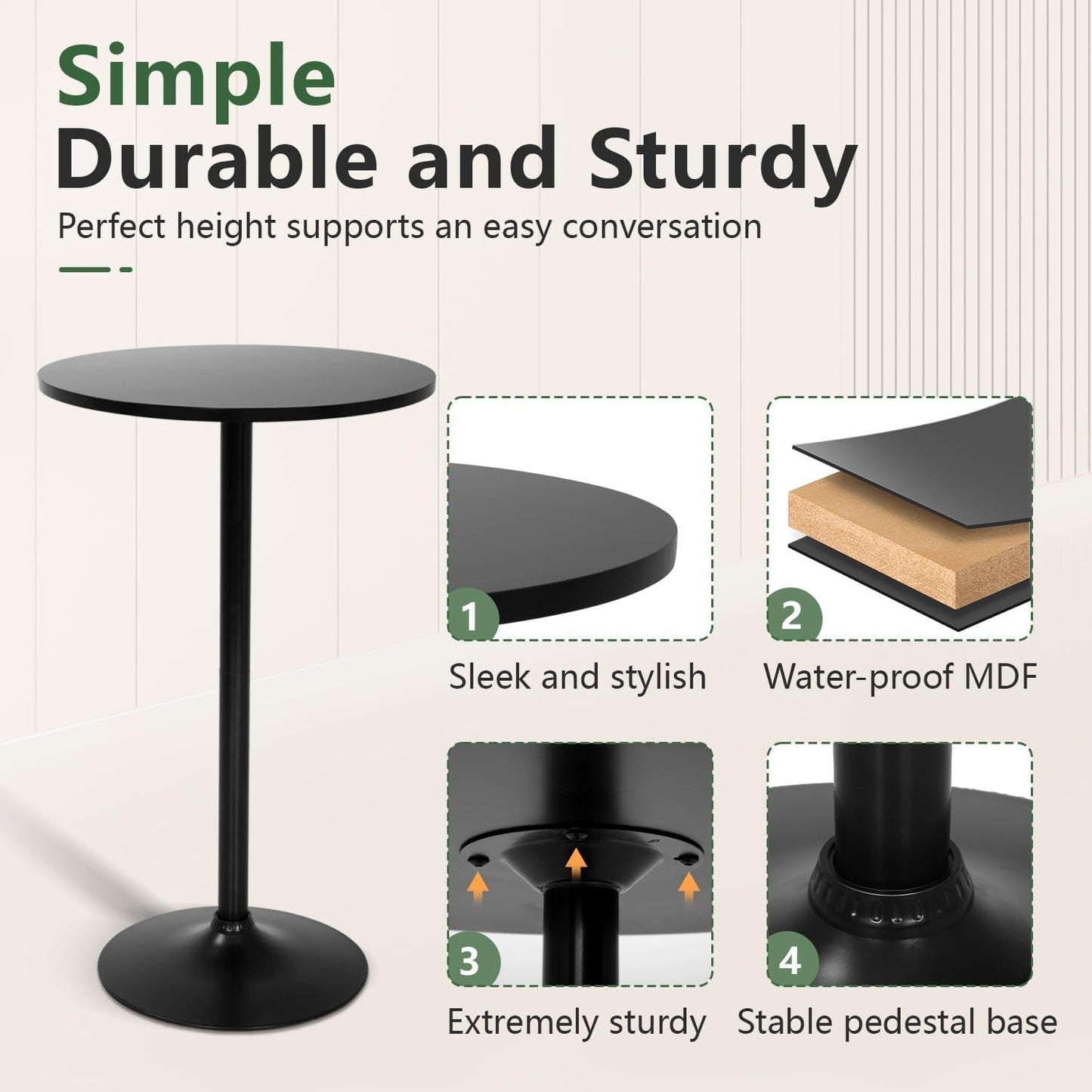 Bistro Pub Table 40 Inch Height Cocktail Table round Bistro Bar Table for Home and Kitchen Dining