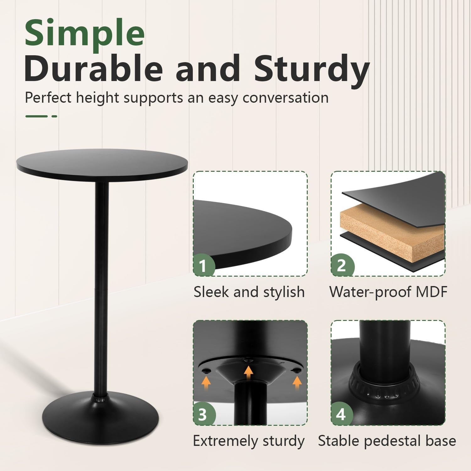 Bistro Pub Table 40 Inch Height Cocktail Table round Bistro Bar Table for Home and Kitchen Dining