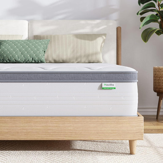 Twin Mattress, 10 Inch Twin Hybrid Mattress for Kids, Pocket Innerspring Pillow Top Mattresses for Motion Isolation, Pressure Relief & Edge Support, Medium Firm Feel