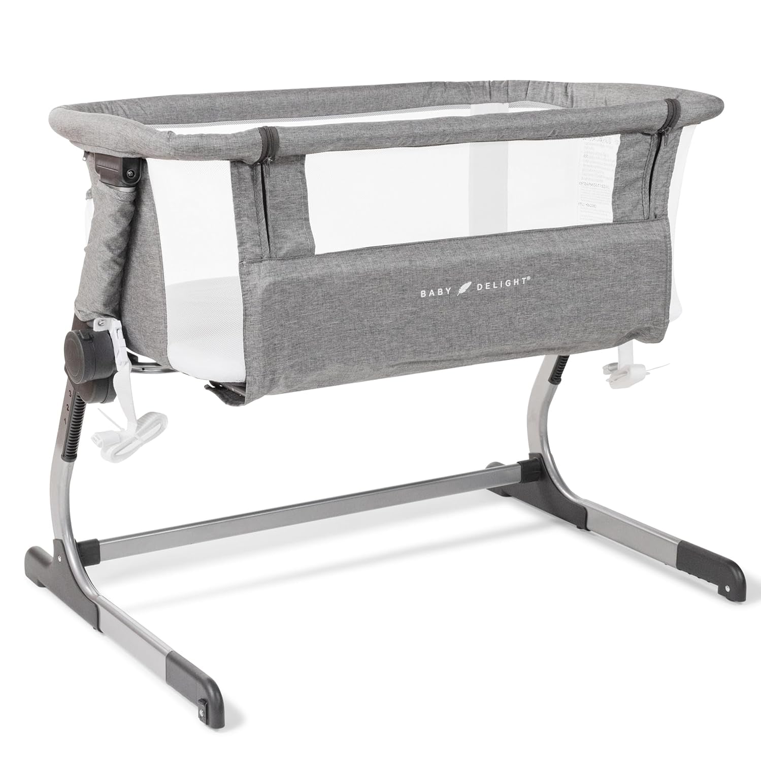 beside Me Dreamer Bassinet | Bedside Sleeper | 6-Position Height Adjustment | Charcoal Tweed