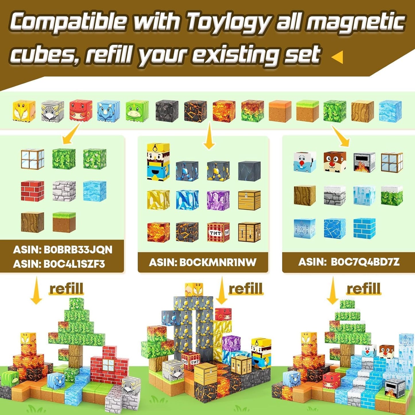 Dinosaur Toys Magnetic Blocks-Build Mine Magnet World Volcano Edition Kids Toy for 3+ Year Old Boys and Girls Building Blocks Toddler Toys Games through Jurassic Learning Sensory Toy Gifts