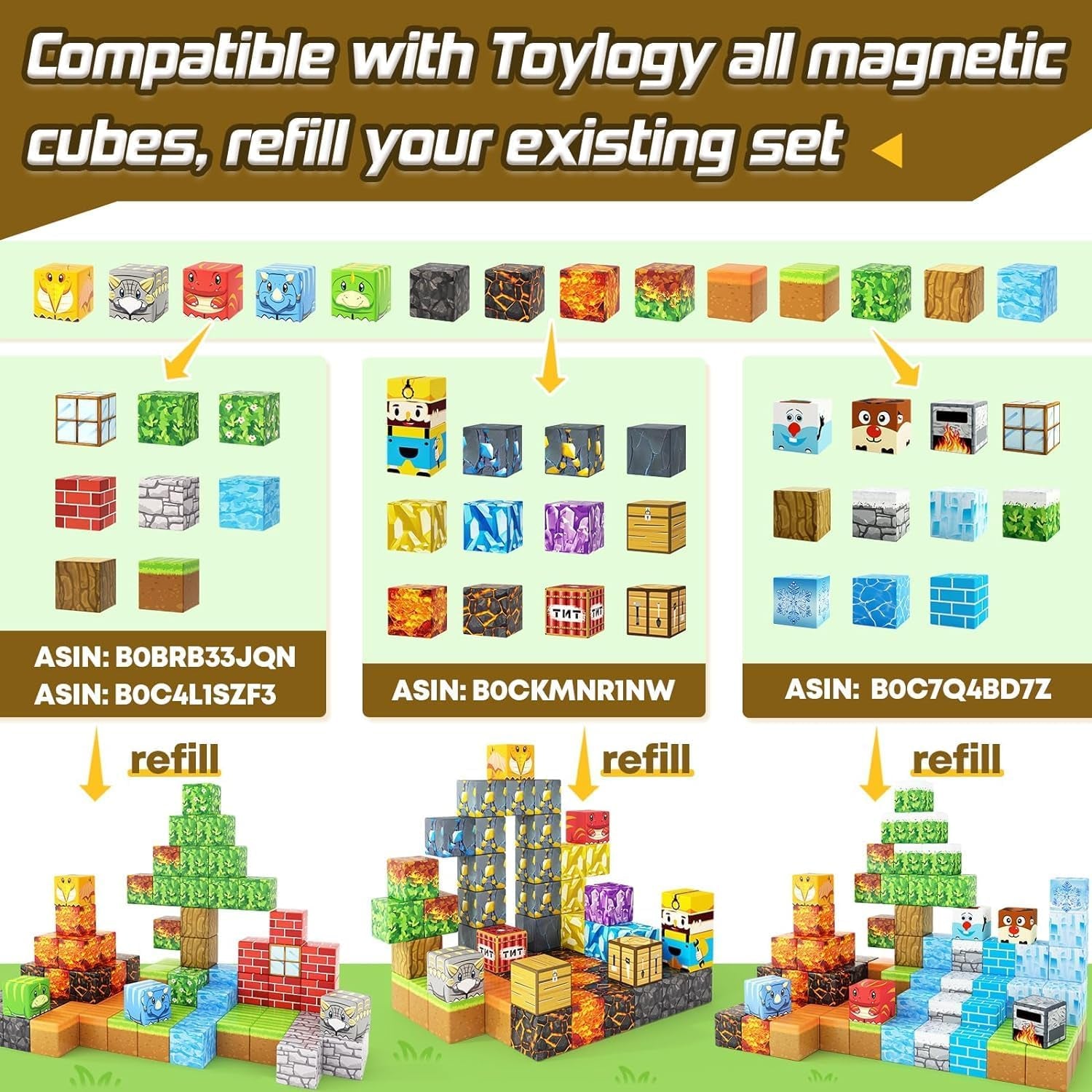Dinosaur Toys Magnetic Blocks-Build Mine Magnet World Volcano Edition Kids Toy for 3+ Year Old Boys and Girls Building Blocks Toddler Toys Games through Jurassic Learning Sensory Toy Gifts
