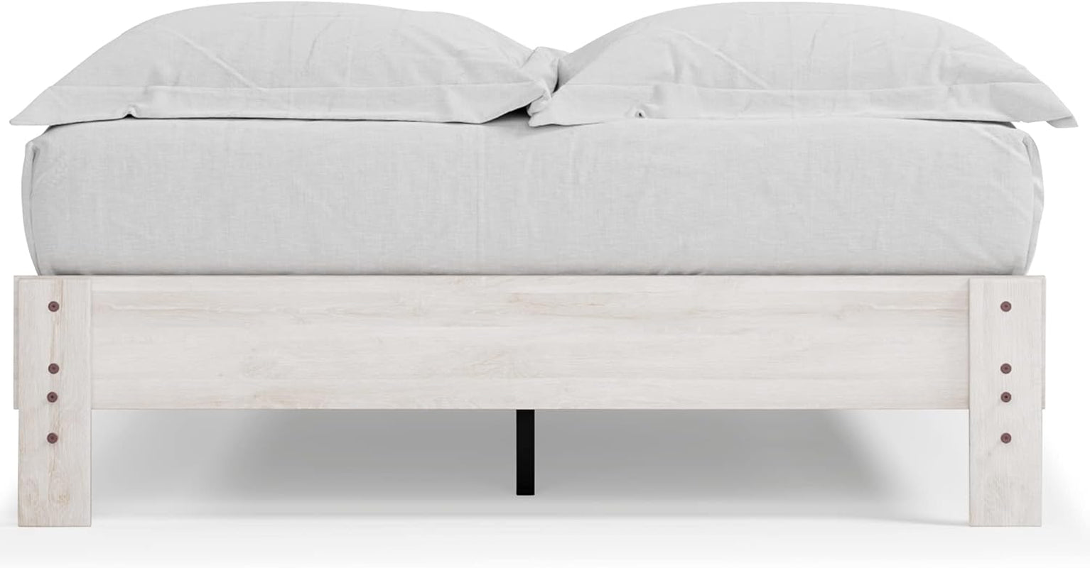 Shawburn Modern Farmhouse Platform Bed, Queen, Whitewash