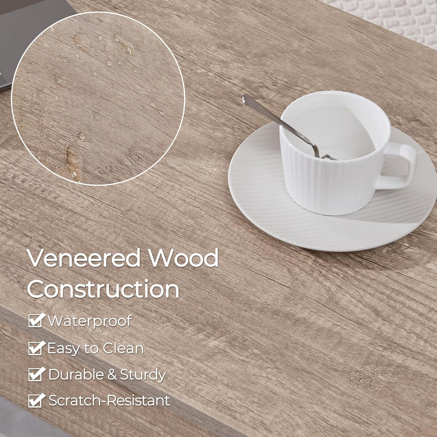 Gray Coffee Table, Lift Top Coffee Table with Hidden Compartment & Shelf, Lift up Dining Table for Living Room Reception, Retro Central Table with Wooden Lift Tabletop, 41 Inch L