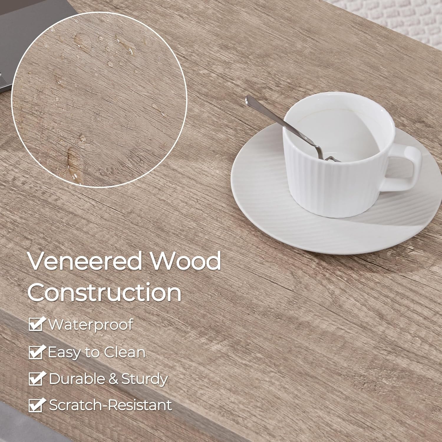 Gray Coffee Table, Lift Top Coffee Table with Hidden Compartment & Shelf, Lift up Dining Table for Living Room Reception, Retro Central Table with Wooden Lift Tabletop, 41 Inch L