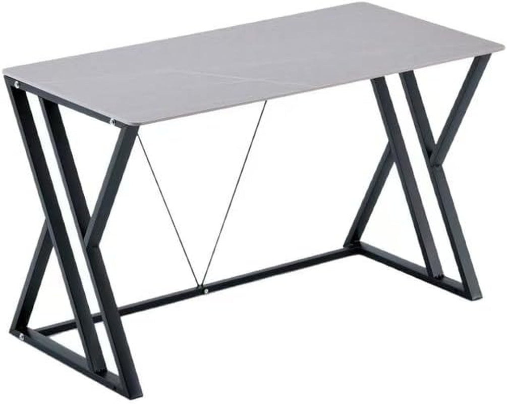 Modern Computer Desk with X-Frame Metal Legs, Black Frame, Writing Table, Home Office Workstation