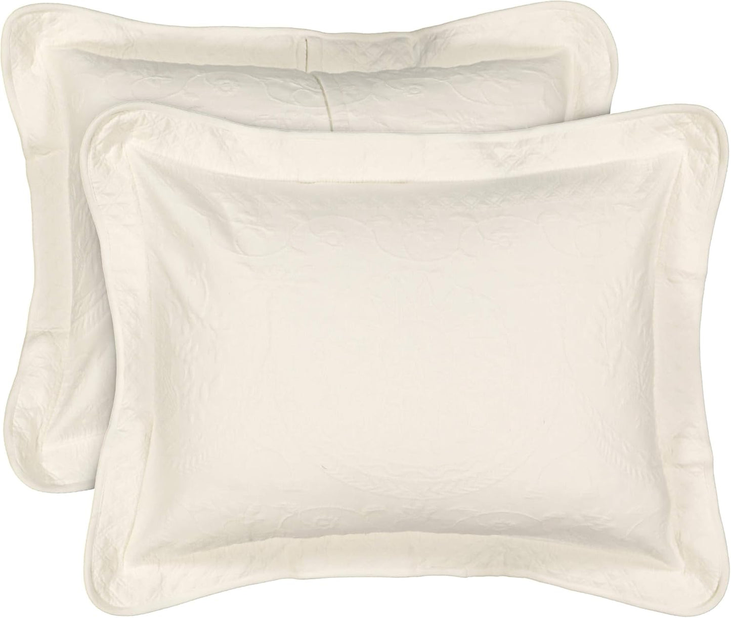 King Charles Modern Farmhouse Floral Matelasse Decorative Pillowcase, 100% Cotton Breathable Bedding, King Sham (20" X 36"), Ivory