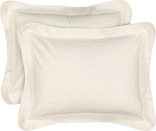 King Charles Modern Farmhouse Floral Matelasse Decorative Pillowcase, 100% Cotton Breathable Bedding, King Sham (20" X 36"), Ivory