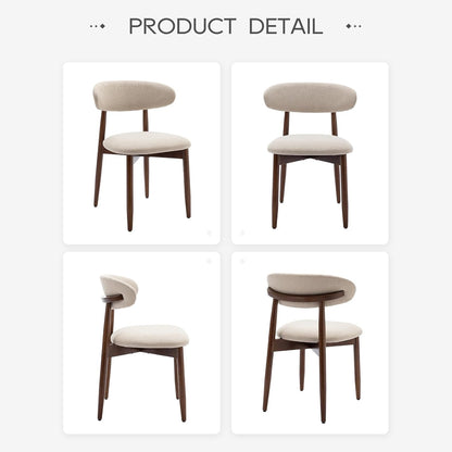 Wooden Dining Chairs Set of 4, Modern Fabric Upholstered Kitchen Side Chairs, Farmhouse Dining Room Chair with Foot Pegs, Beige