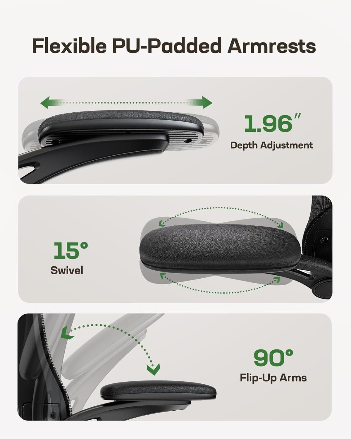 Ergonomic Office Chair: Office Desk Chair with High Back Mesh and Adjustable Lumbar Support Rolling Work Swivel Task Chairs with Wheel 3D Armrests and Headrest
