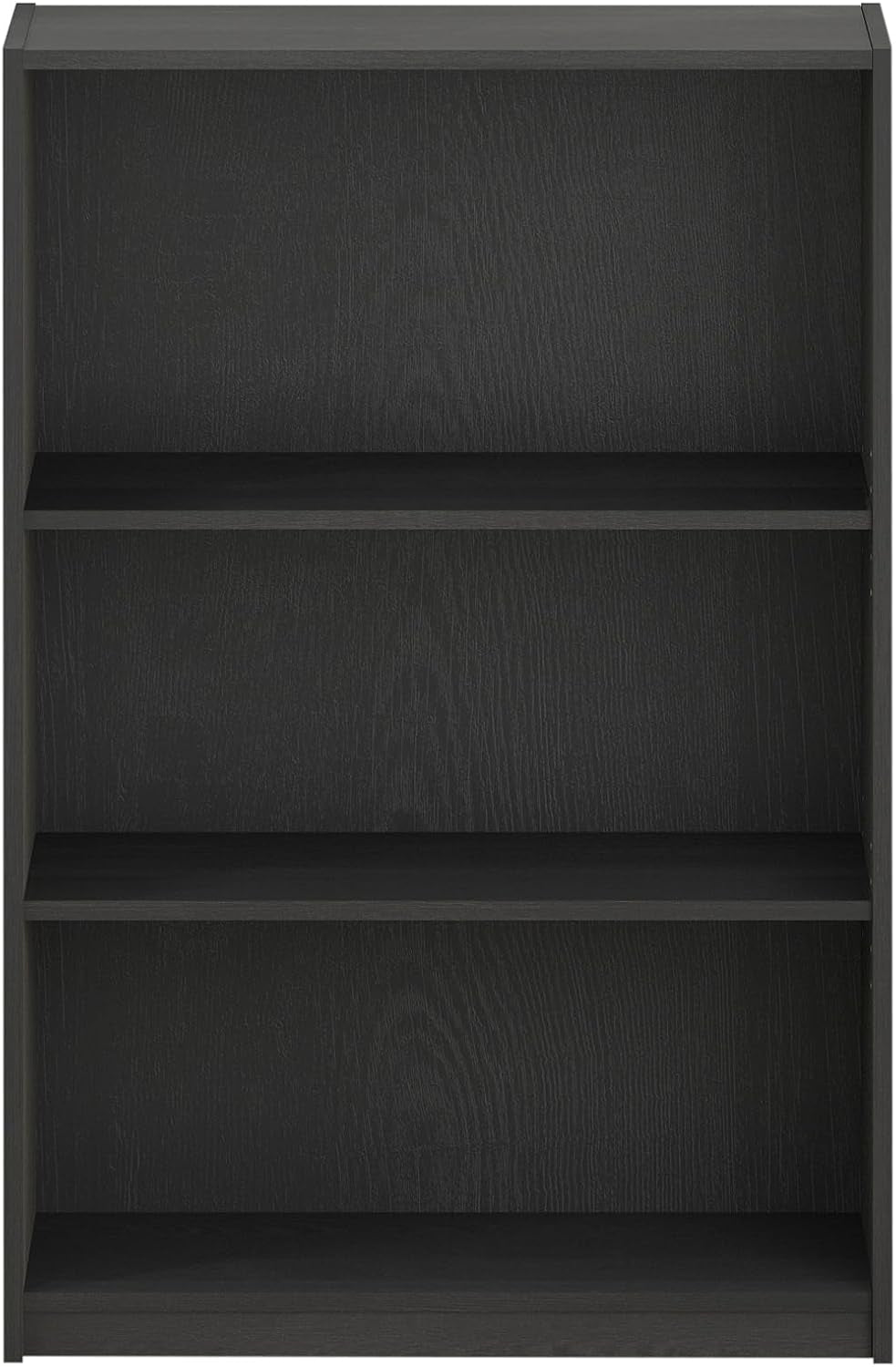 JAYA Book Shelf, 3-Tier Bookshelf, Bookcase with Adjustable Shelves, 9.5 X 24.5 X 40.3, for Living Room, Bedroom, Home Office, Blackwood