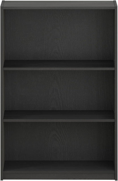 JAYA Book Shelf, 3-Tier Bookshelf, Bookcase with Adjustable Shelves, 9.5 X 24.5 X 40.3, for Living Room, Bedroom, Home Office, Blackwood
