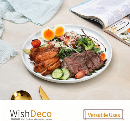 White Dinner Plates Set of 4, Ceramic Dining Plates 10.5 Inch, Large Salad Plate, Porcelain Kitchen Plate for Pizza, Steak, Microwave and Dishwasher Safe