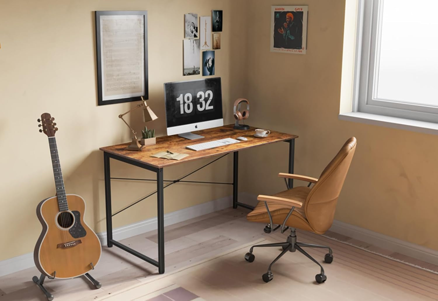 Computer Desk, 32 Inch Small Home Office Desk for Small Spaces, Modern Simple Style for Home, Office, Study, Writing, Rustic Brown