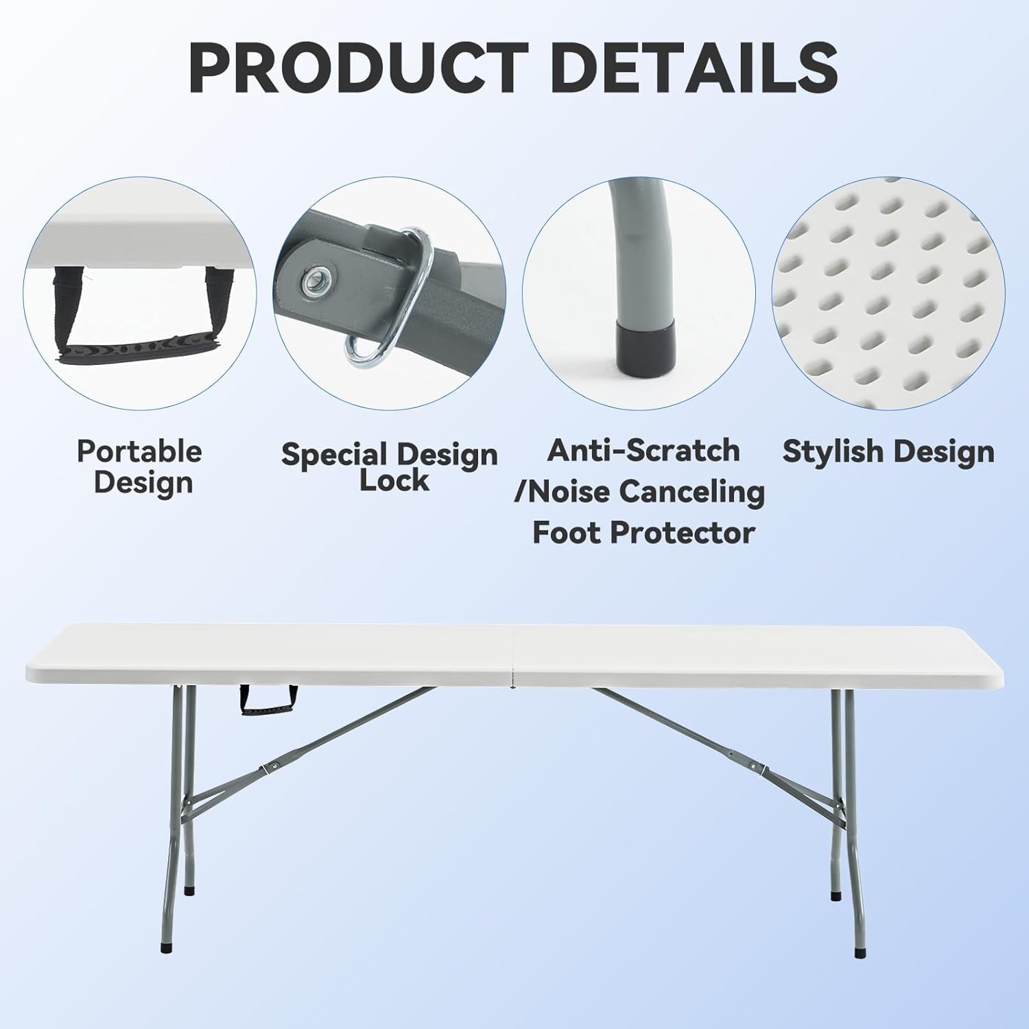4 Foot Foldable/Folding Table Heavy Duty, Durable and Portable for Dining Picnic and Party