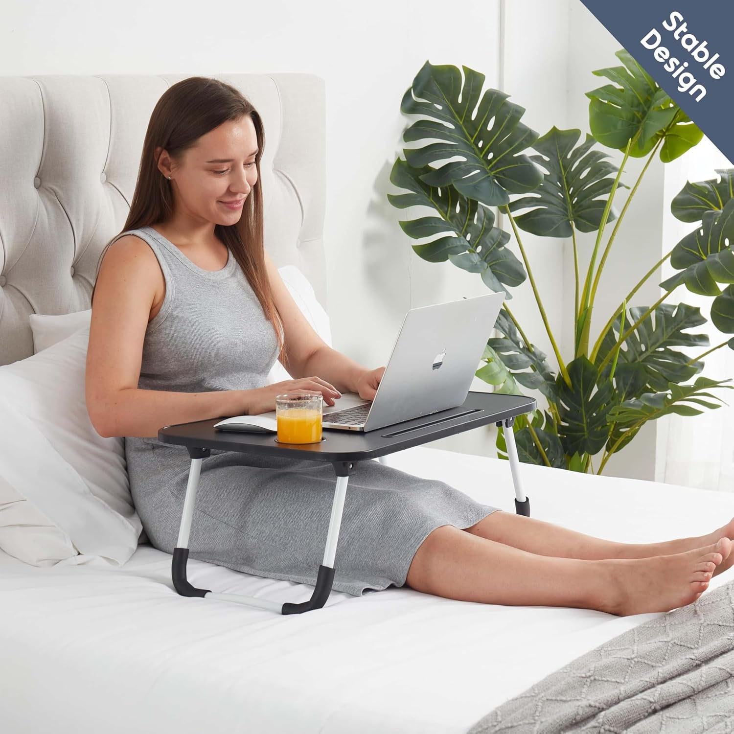 Laptop Bed Tray Table, Adjustable Laptop Stand, Portable Lap Desks with Foldable Legs, Reading Desk for Sofa Couch Floor - Large