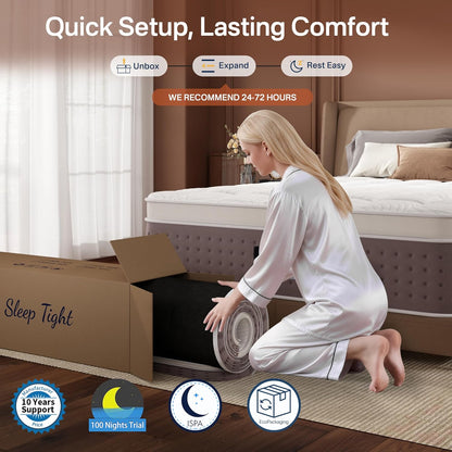 King Size Mattress, 12 Inch Luxury Hybrid King Mattress in a Box, Cooling Memory Foam Mattresses with Pocket Springs, Pressure Relief, Medium Firm, Extra Edge Support, Certipur-Us, 365-Night Trial