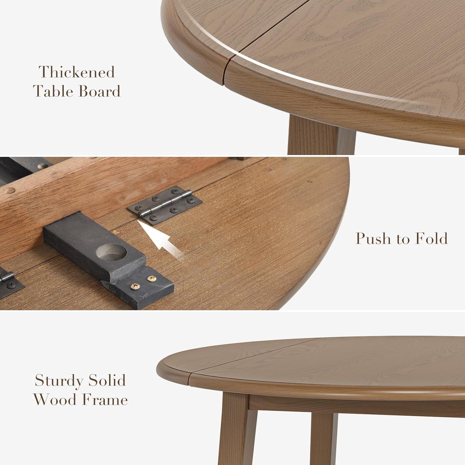 3-Piece Extendable Dining Table Set for 2, 36" Kitchen round Wood Table with 2 Wooden Dining Room Chairs,Light Brown/Camel