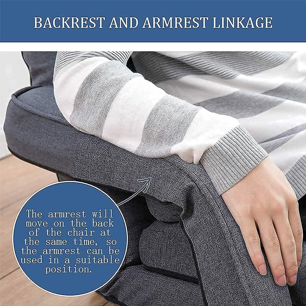 Indoor Floor Gaming Chairs for Adults with Back Support,Chaise Lounge, 14-Position Folding Lazy Sofa with Pillow for Living Room, Bedroom, Balcony(Grey) 8803GR