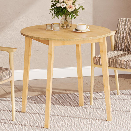 Bamboo Dining Table, round Dining Table for 2, 27.5" Kitchen Table for Small Space, Writing Table, Easy to Assemble, for Dining Room, Living Room, Office, Kitchen, Apartment, Natural YL71CZ01G1