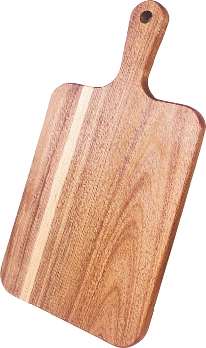 Acacia Wood Cutting Board with Handle 13.7''X7'' / Charcuterie Board/Serving Board/Cheese, Bread, Vegetables & Fruits Serving Board (Rectangular)