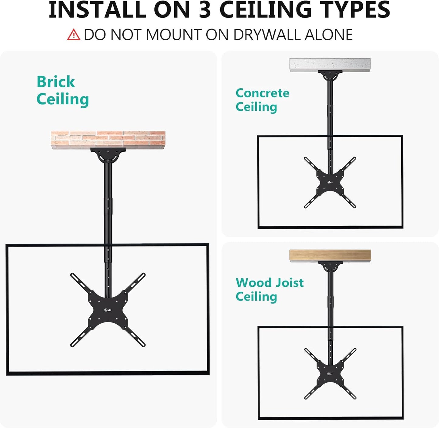 Ceiling TV Mount for 26-65 Inch LCD LED OLED 4K Tvs, Hanging Pole Ceiling Mount Tvs Bracket up Down, TV Mounts for Gym Patio Gazebo, up to 110Lbs, Max VESA 400X400Mm (CM2665), Black