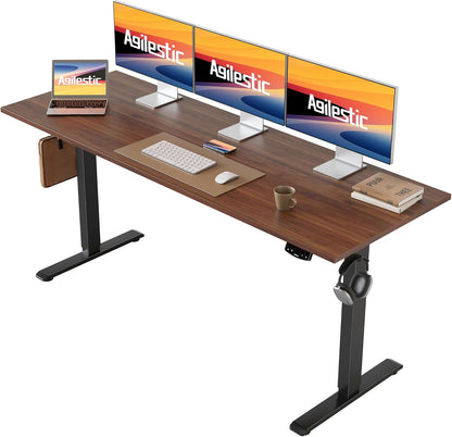 Electric Standing Desk, 63 X 24 Inches Height Adjustable Desk, Sit Stand up Desk for Work Office Home, Ergonomic Rising Computer Table with Memory Preset, Dark Walnut