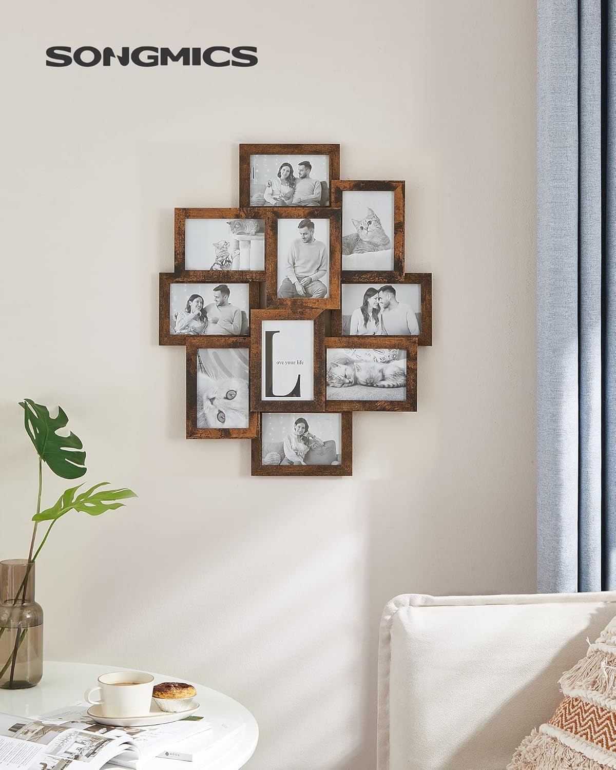 4X6 Collage Picture Frames, 10-Pack Photo Collage Frame for Wall Decor, Glass Front, Assembly Required, Rustic Brown URPF020X02