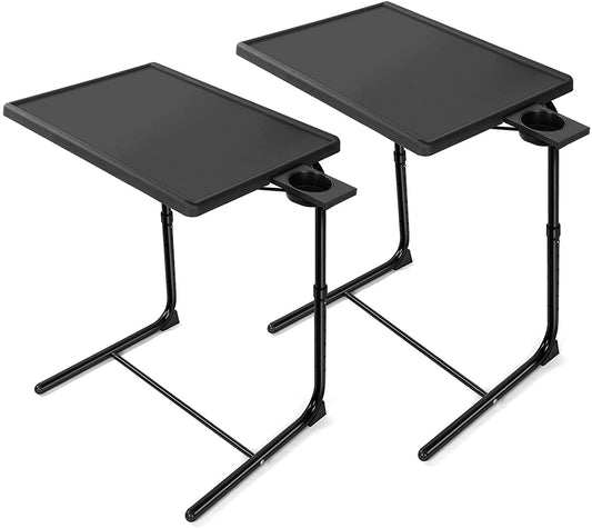 Adjustable TV Tray Set of 2 - TV Dinner Tray on Bed & Sofa, Comfortable TV Tray Table with 6 Height & 3 Tilt Angle Adjustments (2 Pack)