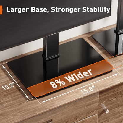 TV Stand Mount, Universal Swivel TV Stand for 32–65 Inch LCD/LED/OLED Tvs up to 88 Lbs, TV Legs with Tempered Glass Base, Height Adjustable TV Base Stand with Tilt, Max VESA 400X400Mm