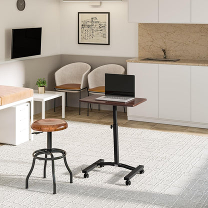 WEB162 Mobile Laptop Computer Desk Cart Height-Adjustable from 20.5" to 33", Slim, Walnut