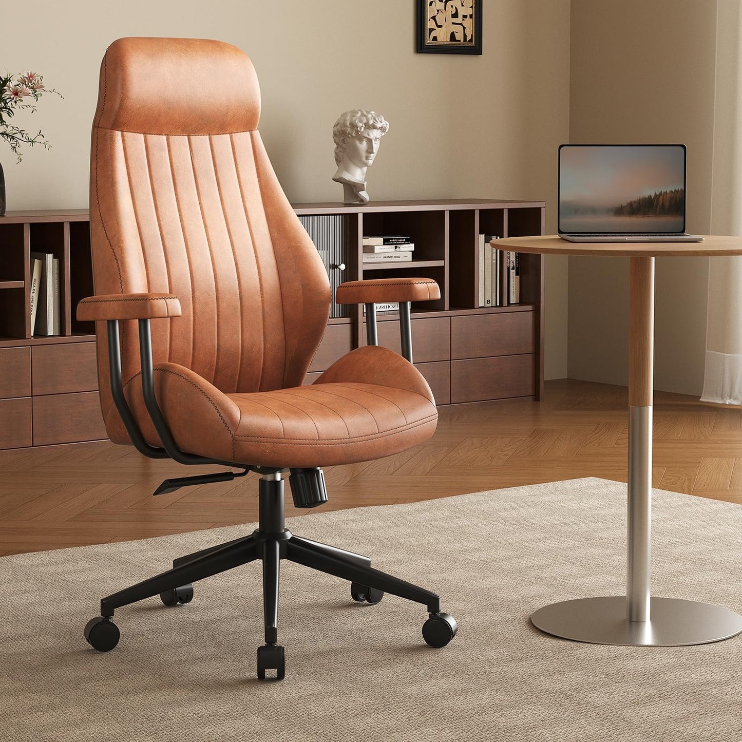 High Back Ergonomic Office Chair 330LBS, Reclining Swivel Desk Chair with Adjustable Height, Thickened Cushions, Comfy Executive Armchair for Home Office Gaming