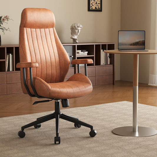 High Back Ergonomic Office Chair 330LBS, Reclining Swivel Desk Chair with Adjustable Height, Thickened Cushions, Comfy Executive Armchair for Home Office Gaming