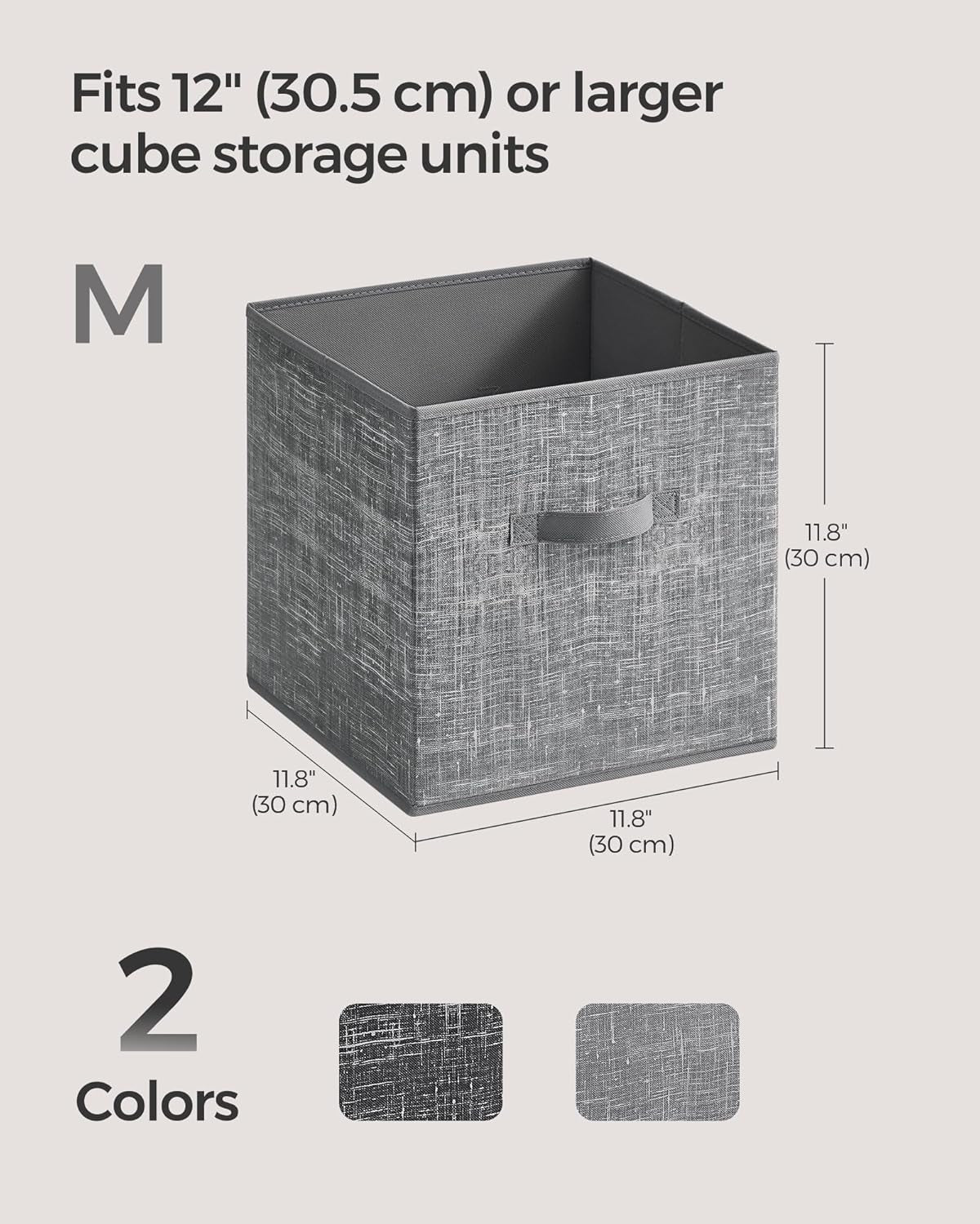 Storage Cubes, 11.8 X 11.8 X 11.8 Inches Non-Woven Fabric Bins with Double Handles, Set of 8, Closet Organizers for Shelves, Foldable, for Clothes, Cattail Gray UROB830G01