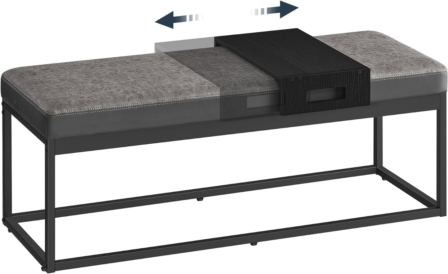 HOME LUIZ Collection - Ottoman Bench, End of Bed Bench, Reversible Top, Shoe Bench with Small Removable Shelf, Max. Load 660 Lb, for Bedroom, Living Room, Entryway, Dove Gray ULOM081G01V1
