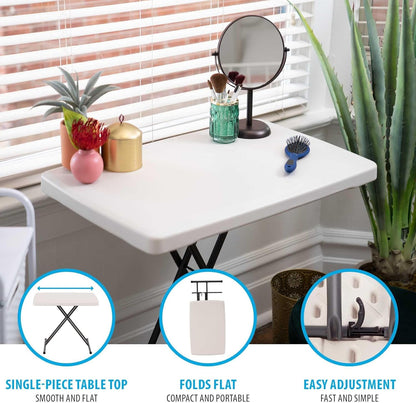 28240 Adjustable Folding Laptop Table TV Tray, 30 Inch Almond